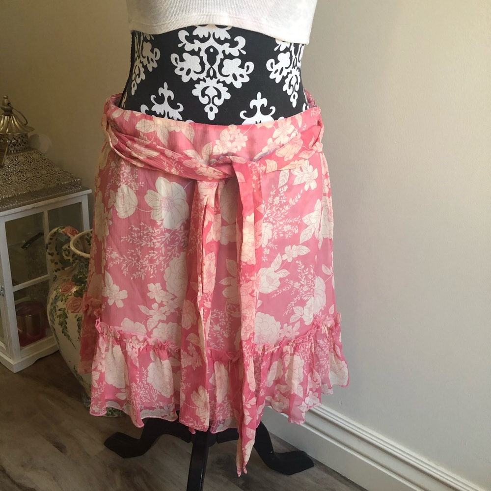 ❤️BNWT❤️ JOIE Pink Ivory Silk Vintage Floral Skirt - Picture 11 of 16